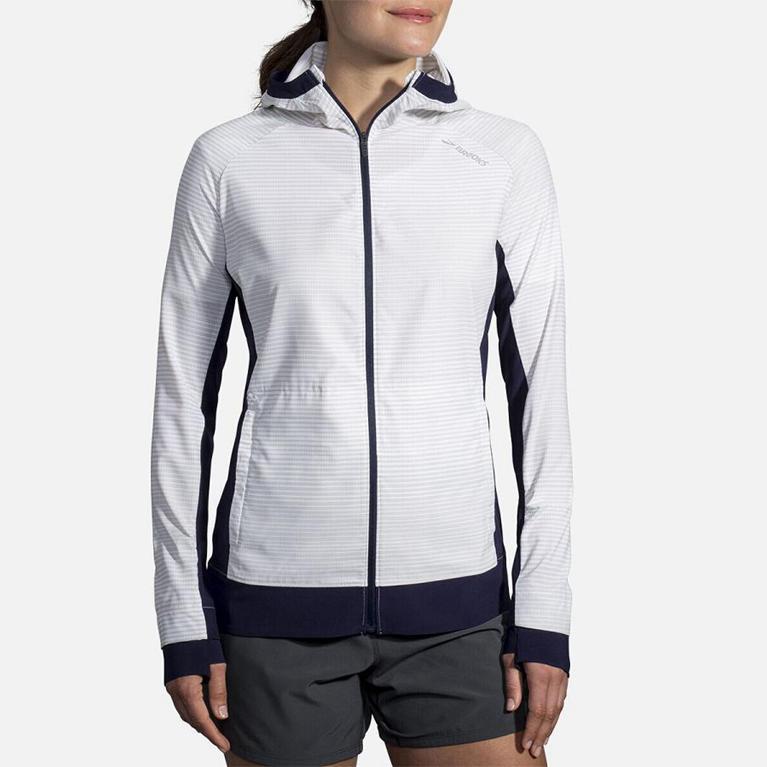 Brooks Womens Canopy Running Jackets - White (147269-DYM)